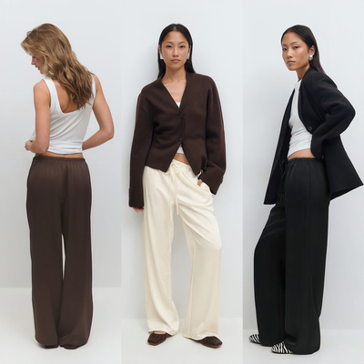 气质通勤抽绳缎面长裤