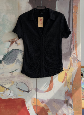 外贸原单San*ctuary收腰褶皱衬衫设计感显瘦短袖开衫上衣 1861 D9