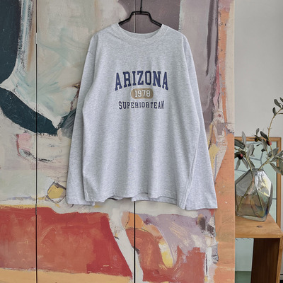 字母圆领宽松长袖T恤春秋