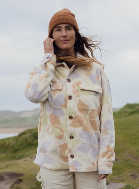 外贸原单Bil*labong 荷塘月色抓绒法兰绒休闲宽松衬衫外套B3 1883