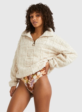 外贸原单Bil*labong柔绒半拉链套头衫超糯泰迪熊羊羔绒A7 1906