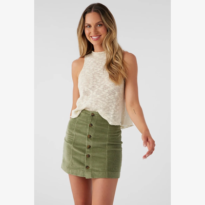 灯芯绒纽扣a字包臀短裙