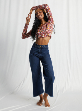 外贸原单Bil*labong Free Fall宽松休闲百搭弹力毛边高腰裤 两色