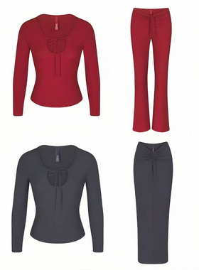 卡戴珊SKI*MS莫代尔套装柔软大弹力修身辣妹上衣包臀裙套装 1816