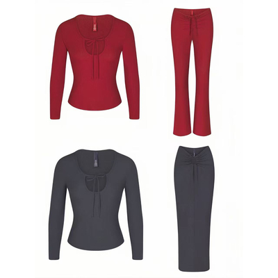 柔软修身弹力抽绳套装