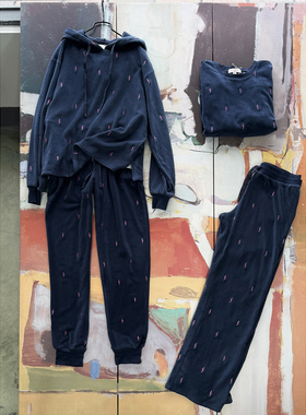 外贸原单PJS*alvage超软糯弹力保暖流星雨毛绒家居服睡衣套装1510