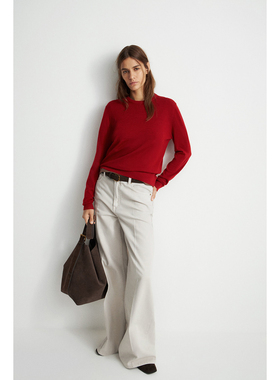 外贸原单LIM*E浅棕真皮标复古水洗高腰休闲阔腿宽松牛仔裤A8 2250