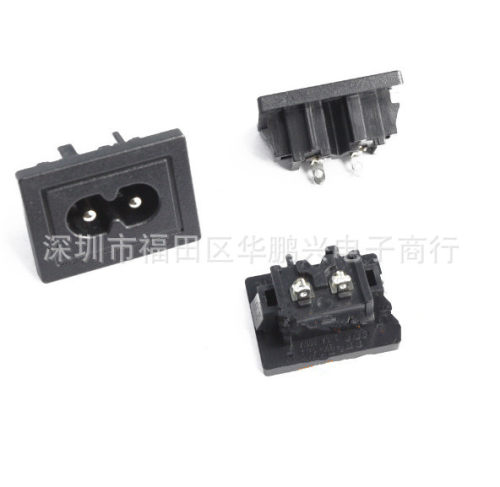 AC电源插座/大八字/24x31/端子脚/BX-180-2.0C 八字尾 点线脚