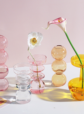 客厅桌面创意ins北欧风轻奢透明水培玻璃小花瓶插干花装饰摆件