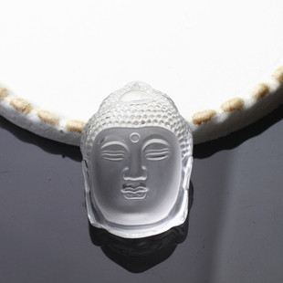 东海纯天然8A收藏级白水晶释迦摩尼佛头吊坠男女情侣观音挂件项链