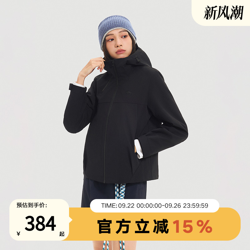 PONY波尼1972春季新品女子户外出行防泼水防风连帽外套251W2KJ30