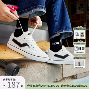 白色情侣低帮休闲帆布耐磨运动鞋 PONY板鞋 Skate男女鞋 春季 滑板鞋