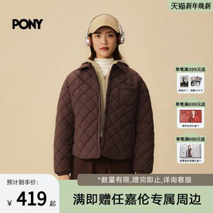 PONY1972女士棉服时尚 棉服外套254W2NC40 宽松高密平纹廓形短款