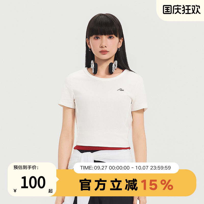PONY波尼1972春季新品女子户外修身显瘦亲肤舒适短袖T恤251W2AT08