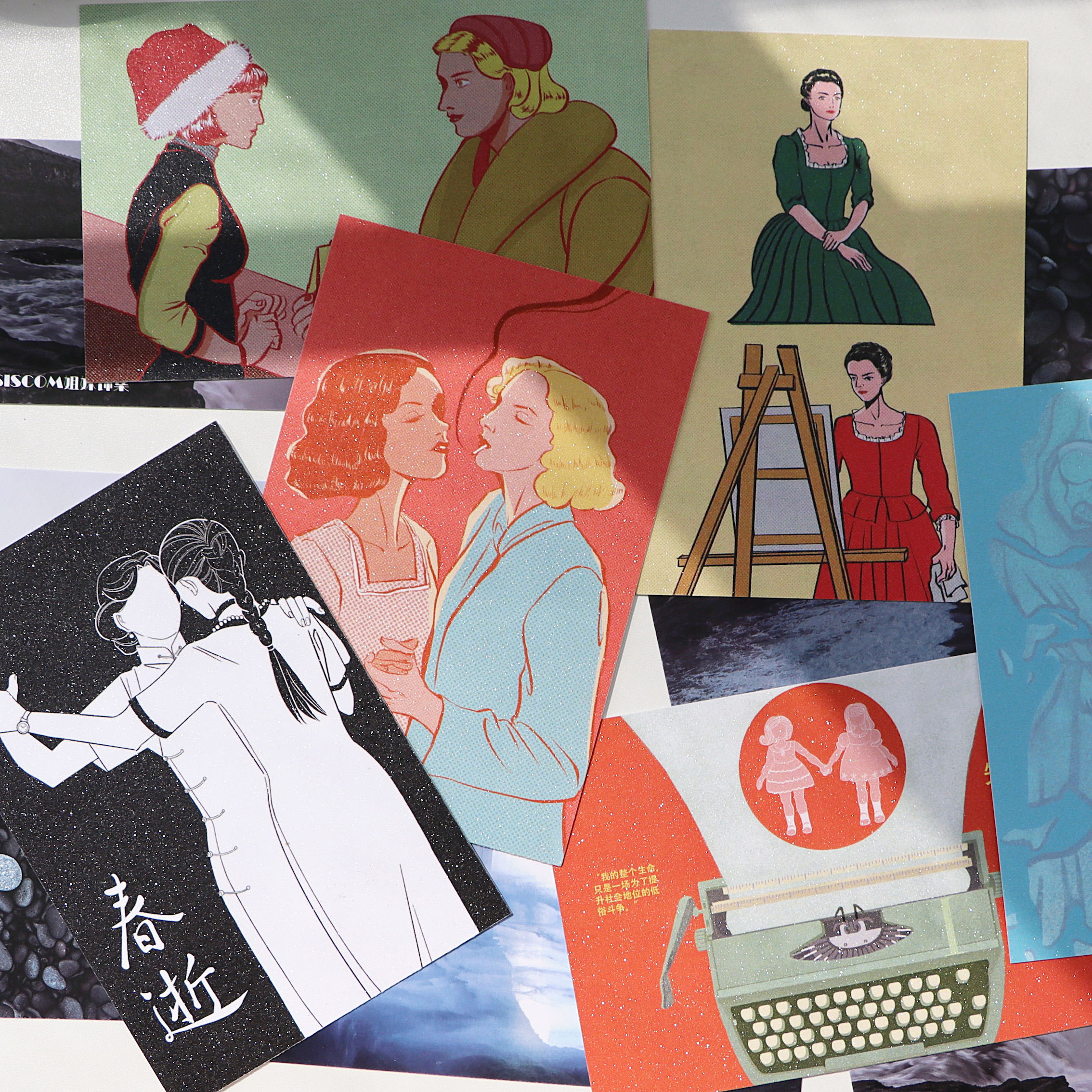 电影明信片原创设计le拉拉双女主