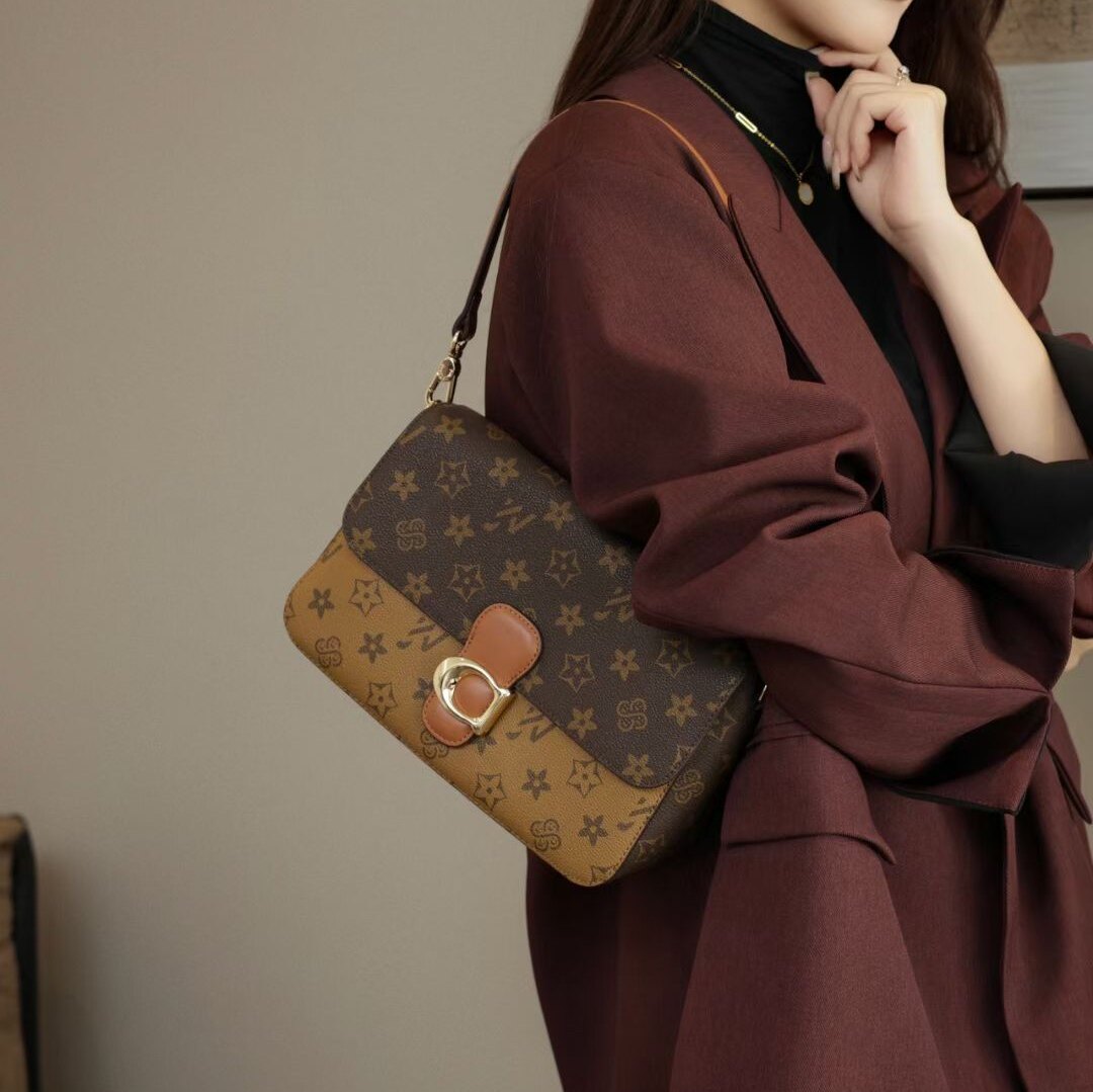 女包2026新款时尚大气老花法棍腋下包韩版简约百搭单肩斜挎通勤包