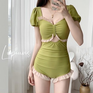 聚拢度假泳装 温泉游泳衣连体女2025新款 保守遮肚显瘦性感露背修身