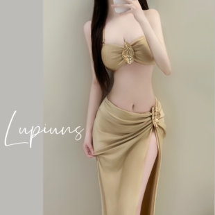 2025高级感新款 性感长裙沙滩温泉度假比基尼泳衣分体三件套bikini