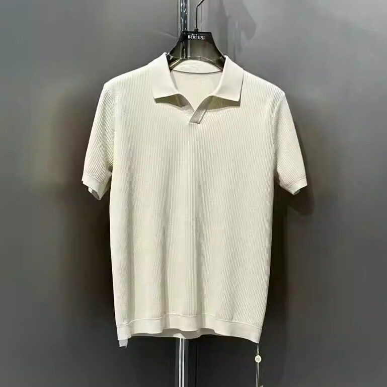 秀而高端2026早春新款男士翻领休闲时尚百搭短袖T恤上衣男5686