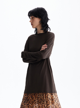 MESTLA极简高级感微透真丝T恤宽松圆领显瘦桑蚕丝性感长袖上衣