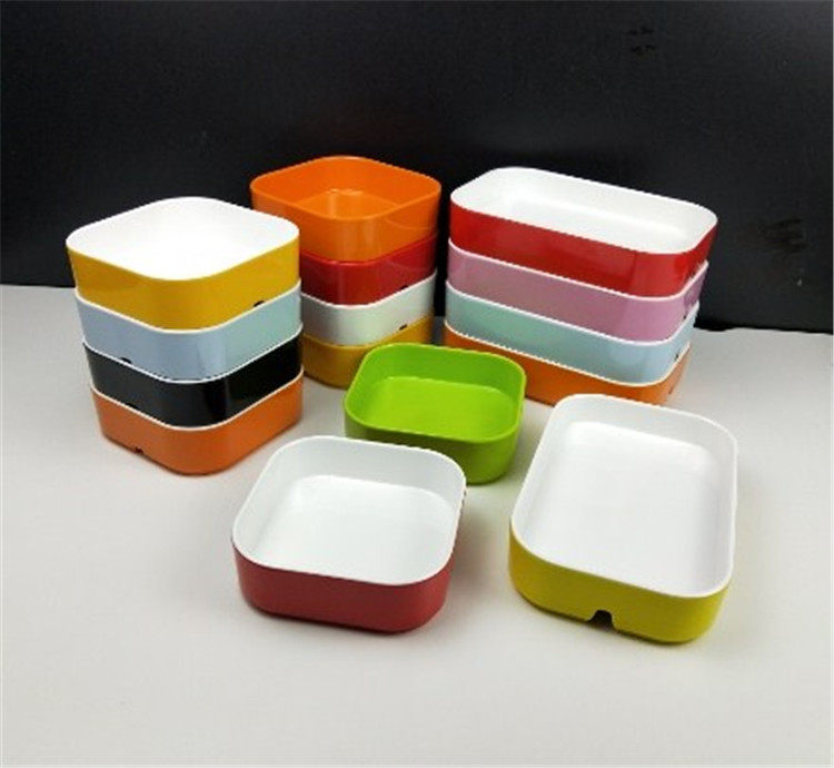 密胺a5仿瓷彩色盒子双色方盘长方形盘自助餐烤肉盘火锅串串香盒子