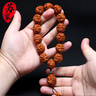 橄榄核手串20大籽恶僧手持精品核雕文玩手把件手工雕刻手链男女款