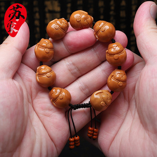 橄榄核手串生动可爱招财猫精品核雕文玩手把件手工雕刻手链男女款