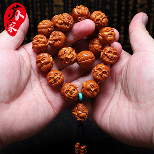 橄榄核手串18小籽十八罗汉精品核雕文玩手把件手工雕刻手链男女款