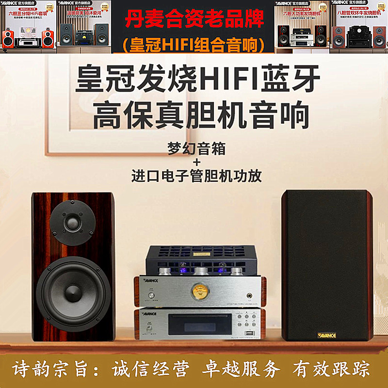 工厂直营店 丹麦皇冠E200书架音箱HIFI发烧电子管胆机组合套装