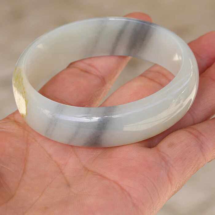 【小胡子玉器】和田玉 籽料 洒金皮 青花55mm手镯