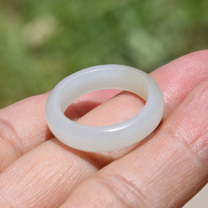 【小胡子玉器】和田玉 籽料  白玉 18mm戒子 指环