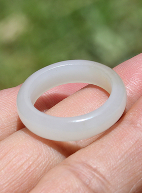 【小胡子玉器】和田玉 籽料  白玉 18mm戒子 指环