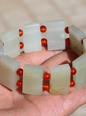 【小胡子玉器】和田玉 籽料 洒金皮 白玉 表带 手链