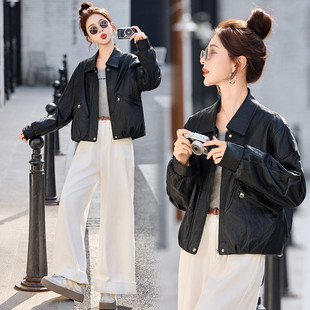 高端潮流显瘦小个子机车服 美拉德皮衣外套女短款 已出货春装 新品