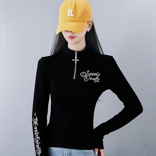 秋冬加绒广场舞立领烫钻上衣女