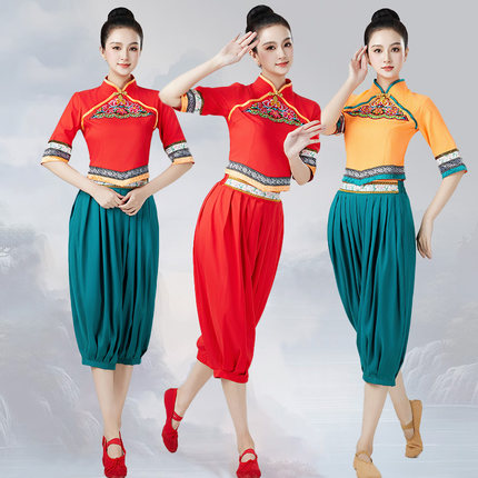 2025新款广场舞服装套装夏民族风现代舞女秧歌舞打鼓服舞蹈表演服