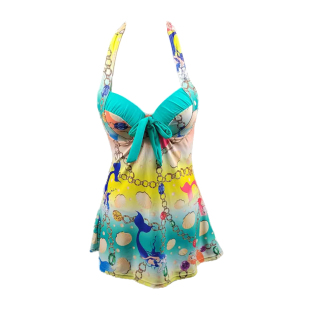 号手连体裙式 性感游泳衣女钢托聚拢遮肚显瘦女士平角温泉沙滩泳装