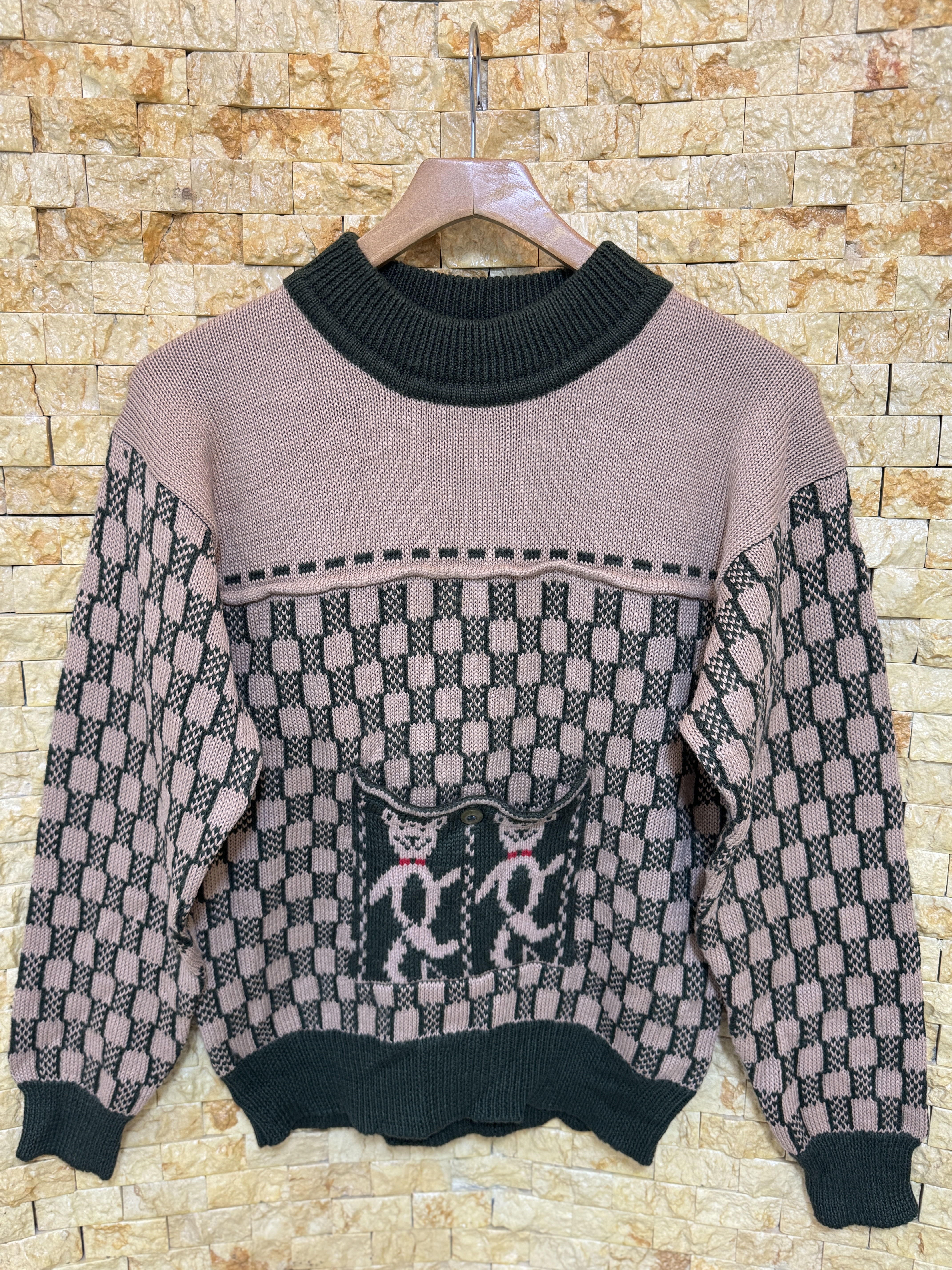 古着vintage孤品日系复古森系童趣文艺休闲羊毛毛衣针织衫套头