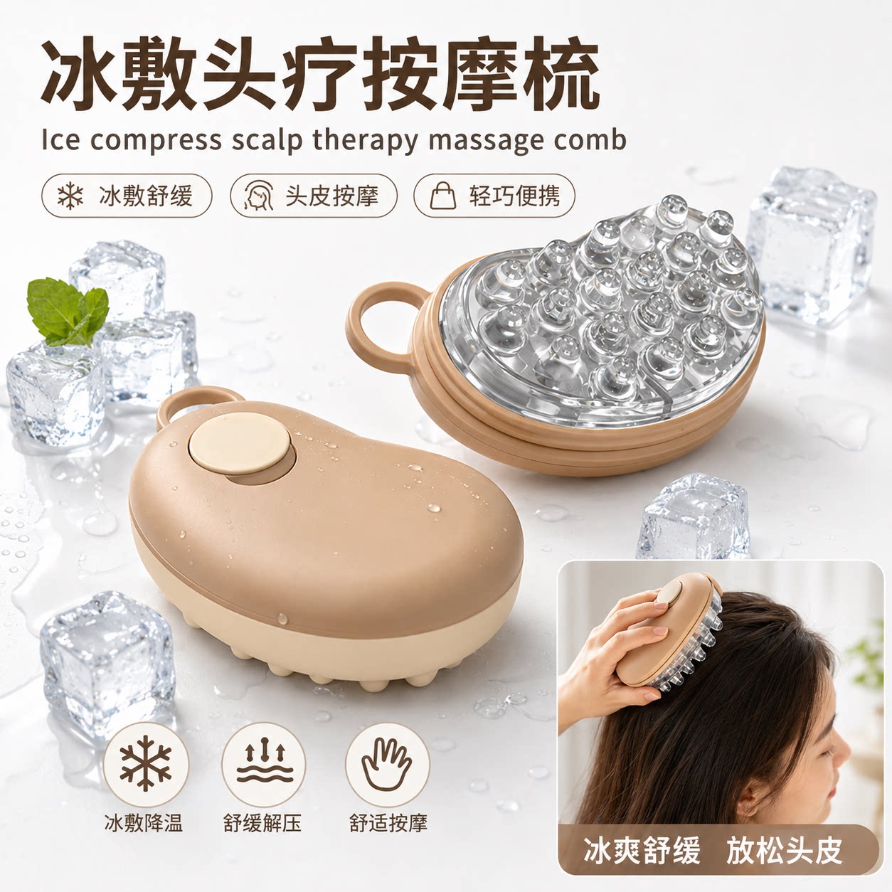 硅胶梳子冰格按摩梳按摩器