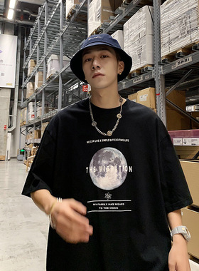 黑暗系男装oversizeT恤男boy短袖夏季原宿港风怪味上衣体恤ins潮