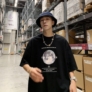 黑暗系男装oversizeT恤男boy短袖夏季原宿港风怪味上衣体恤ins潮