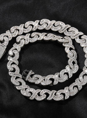 T方无限弹簧扣项链铜镶锆石