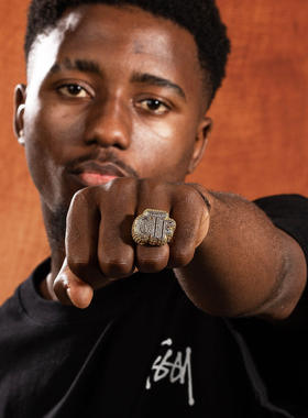 新款创意铜镶锆石炫酷OTF字母嘻哈戒指个性高街潮男流行指环