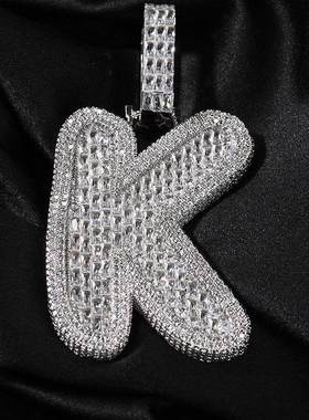 字母吊坠男铜镶T方锆石