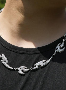 飞燕嘻哈项链欧美铜镶锆石几何不规则潮牌锁骨链男女百搭小众饰品