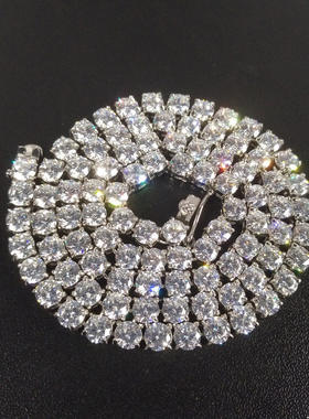 嘻哈不锈钢锆石项链小冰糖链网球链真空保色Tennis Chain情侣手链