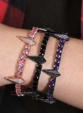 铜镶锆石男黑豹同款手链