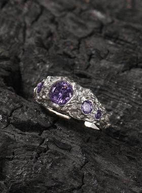 男925银加紫色锆石嘻哈