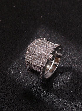 欧美风锆石男士街舞表演配饰戒指