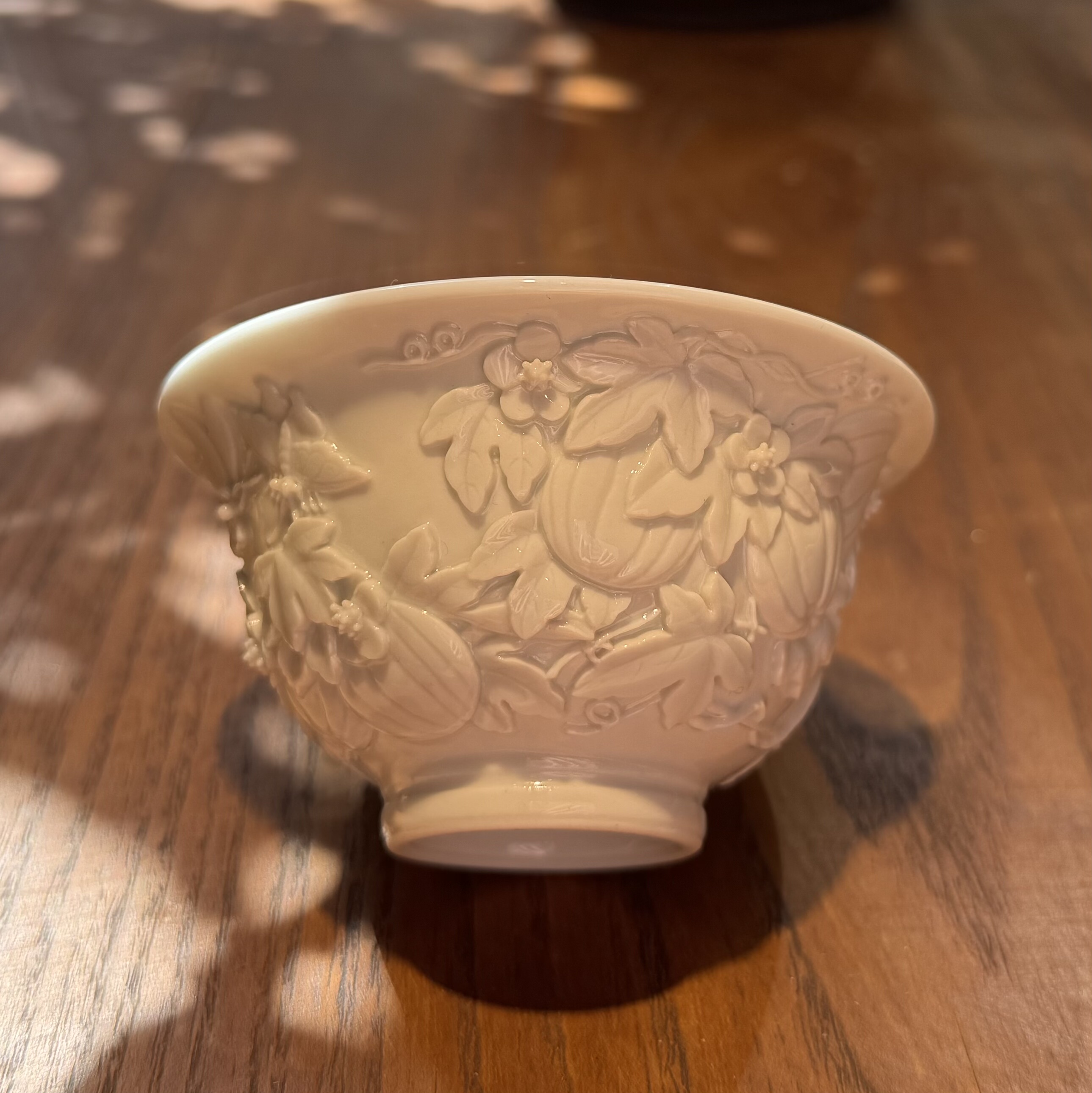 无己茶堂稀有手工剔花刻花雕刻瓜瓞绵绵主人杯品茗杯喝茶杯压手杯